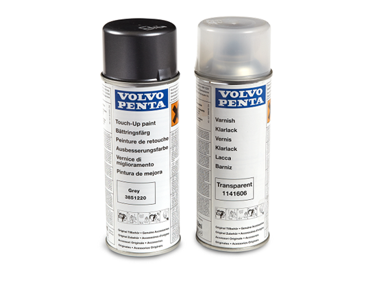 Volvo Penta Spray Paint In Grey Plus Clear Varnish For Dpx Sterndrive Part Number 3851220 - Volvo Penta Outdrive Paint Color