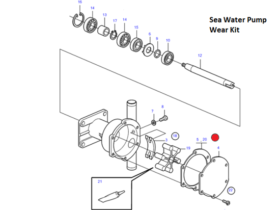 Volvo Penta seawater wear kit, Part Number 21951370