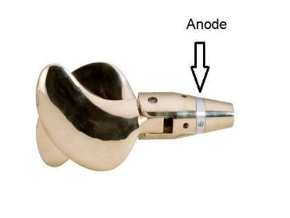 Volvo Penta 2 Part Aluminium Anode for 2 Blade Folding Propeller Hub on a shaft, Part Number 23974207
