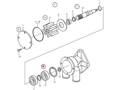Volvo Penta seawater pump shaft kit, Part Number 21951429