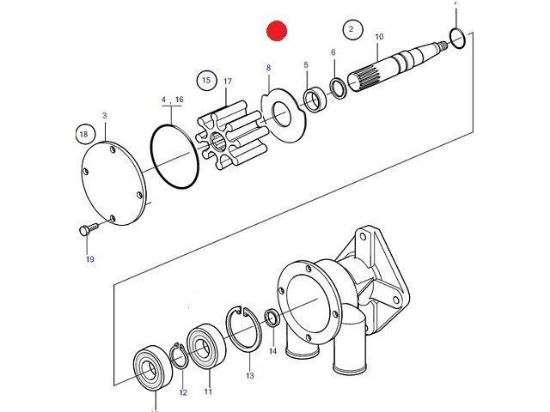 Volvo Penta Seawater pump wear kit, Part Number 24708190