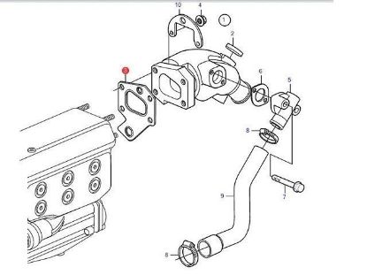 Volvo Penta D2-50,  D2-55, D2-50, D2-60 Exhaust Elbow Gasket, Part Number 888596