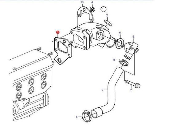 Volvo Penta D2-50,  D2-55, D2-50, D2-60 Exhaust Elbow Gasket, Part Number 888596