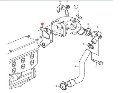 Volvo Penta D2-50,  D2-55, D2-50, D2-60 Exhaust Elbow Gasket, Part Number 888596