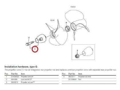 Volvo Penta DP-H propeller cone kit, Part number 21829326