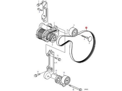 Volvo Penta Compressor Drive Belt for D4 and D6 engines, Part Number 21407026