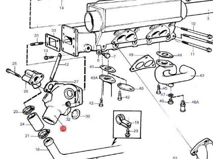 Volvo Penta MD22 Exhaust Elbow, Part Number 21424345