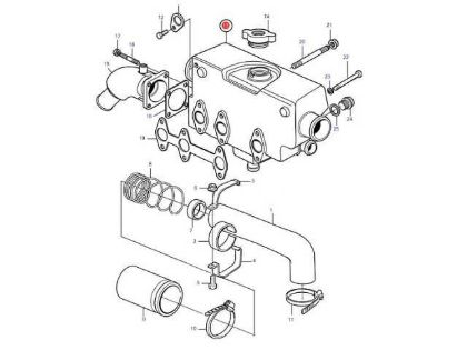 Volvo Penta MD2030-C MD2030-D, Heat Exchanger housing, Part Number 3581926