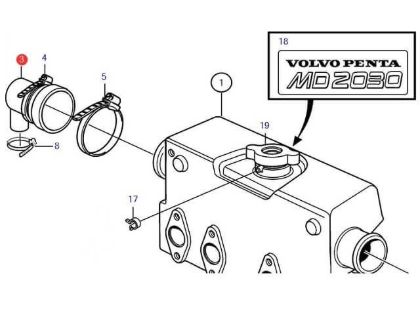 Volvo Penta MD2030-C, MD2030-D end cap, Part Number 861920