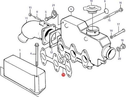 Volvo Penta MD2030 Heat Exchanger Manifold Gasket, Part Number 3580323
