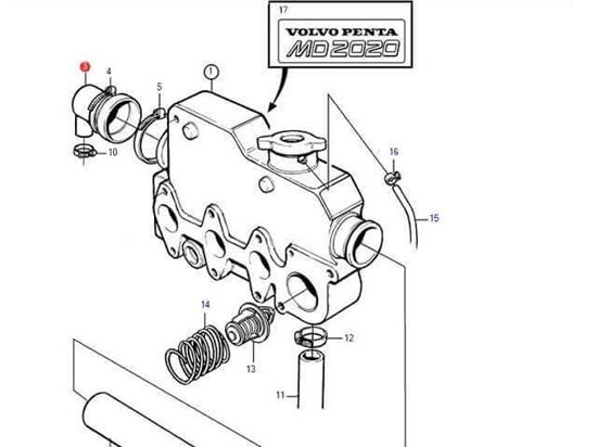 Volvo Penta MD2020, MD2020A, MD2020B end cap, Part Number 861920