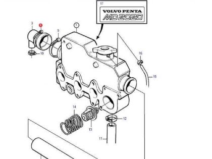 Volvo Penta MD2020, MD2020A, MD2020B end cap Jubilee, Part Number 961672