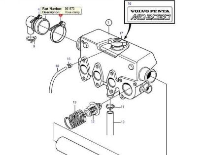 Volvo Penta MD2020-C and MD2020-D end cap jubilee, Part Number 961673