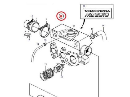Volvo Penta MD2010-C, MD2010-D Heat Exchanger housing, Part Number 3581924