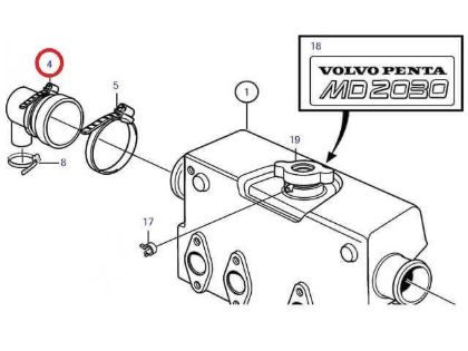 Volvo Penta MD2030-C, MD2030-D end cap jubilee, Part Number 961672
