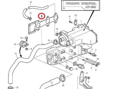 Volvo Penta D1-30 manifold gasket, Part Number 3812402