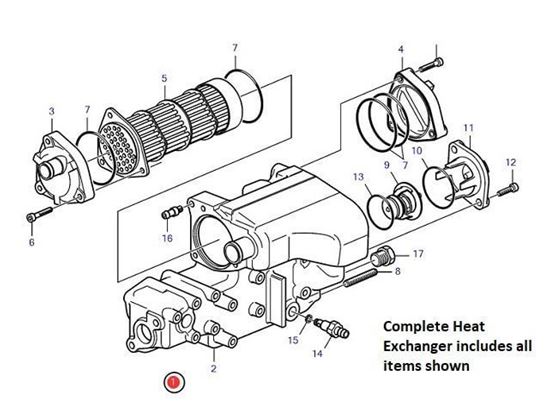 Volvo Penta D1-20 heat exchanger, Part Number 22850980