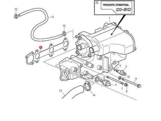 Volvo Penta D1-20 manifold gasket, Part Number 3812151