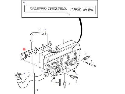 Volvo Penta D2-55 manifold gasket, Part Number 3583781