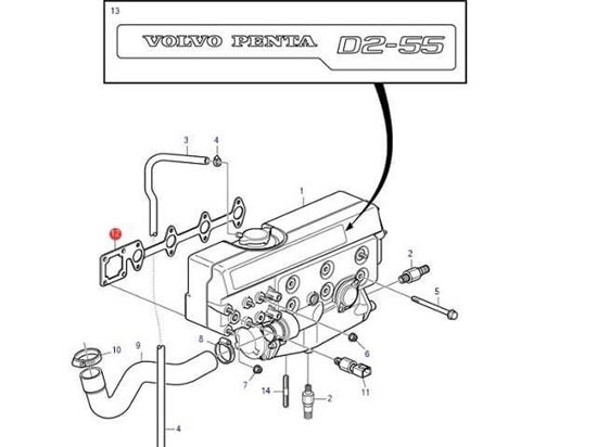 Volvo Penta D2-55 manifold gasket, Part Number 3583781