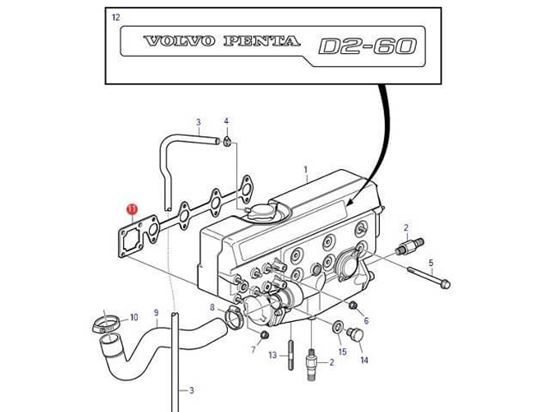 Volvo Penta D2-60 manifold gasket, Part Number 3583781