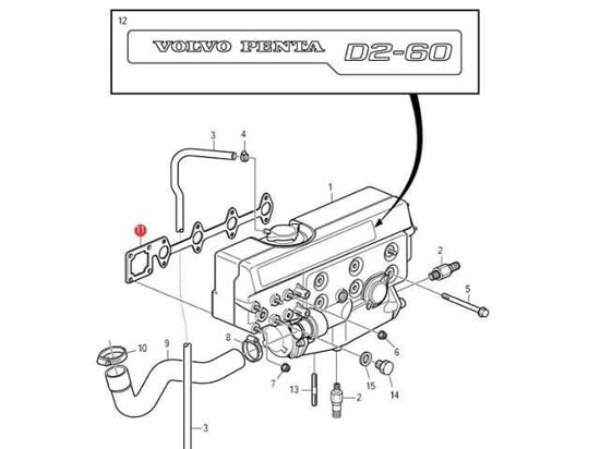 Volvo Penta D2-75 manifold gasket, Part Number 3583781