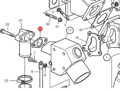 Volvo Penta D2-60F, D2-75 Exhaust Elbow Connector Gasket, Part Number 859835