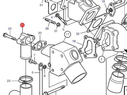 Volvo Penta D2-60, D2-75 Exhaust Elbow Connector, Part Number 859836