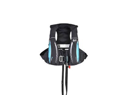 KRU Sport Pro ADV 170N auto inflation lifejacket in carbon and sky blue, SLIF7313