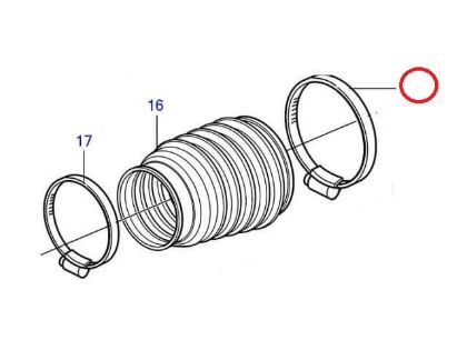 Volvo Penta DPH, DPI UJ bellow Jubilee hose clamp, Part Number 22274888