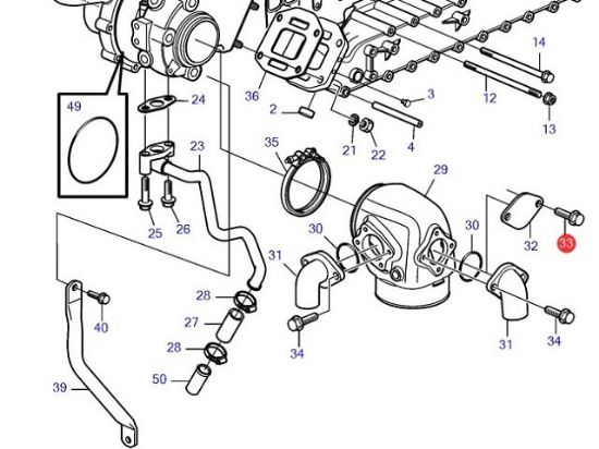 Volvo Penta D4 exhaust elbow connector screw, Part Number 984728