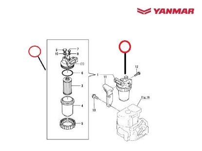 Yanmar Fuel Filter Strainer Assembly, Part Number 124790-55601