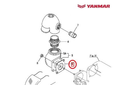 Yanmar 3JH, 4JH Exhaust gasket, Part Number 129472-18090