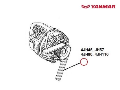 Yanmar 4JH45, 4JH57,4JH80, 4JH110 Alternator Belt, Part Number 129675-42280E