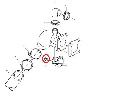 Volvo Penta D1, D2 and MD Series Exhaust Elbow Nut, Part Number 990950