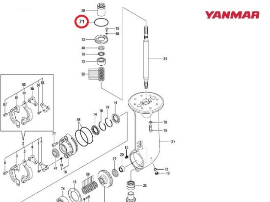 Yanmar Saildrive Upper to Lower Seal O-ring, Part Number 24321-000750