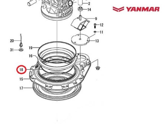 Genuine Yanmar Saildrive Lower Diaphragm Snap Ring, Part Number 196460-02730