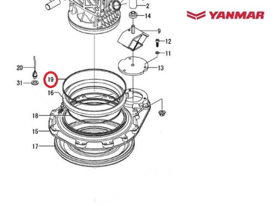 Yanmar Saildrive Upper Diaphragm Securing Wire, Part Number 196460-02750