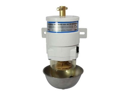 Racor 500MA diesel fuel filter and water separator, shown with optional drain tap, Part Number RAC-RK19492