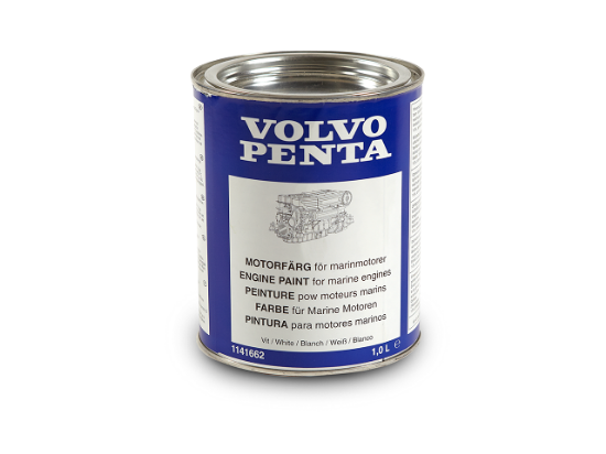 Volvo Penta engine touch up paint in white, 1 litre, Part Number 22618302