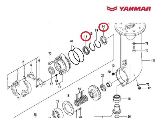 Yanmar Saildrive Drive Shaft Oil Seal, Part Number 196313-02591