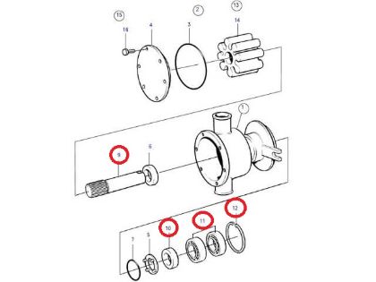 Volvo Penta seawater pump shaft kit, Part Number 21951457