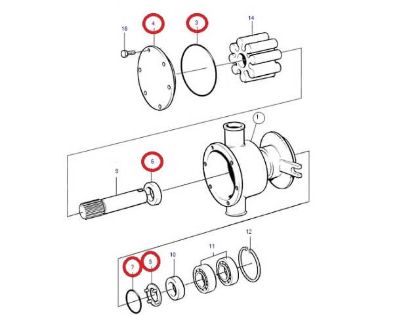 Volvo Penta seawater wear kit, Part Number 21951396