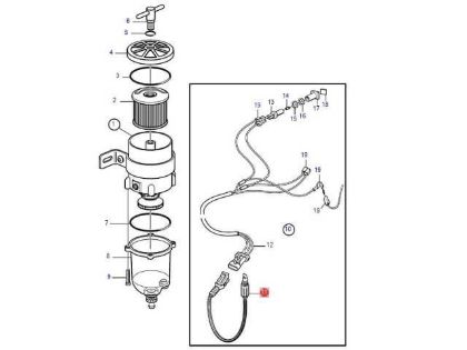 Volvo Penta diesel water in fuel alarm sensor cable, Part Number 3588916