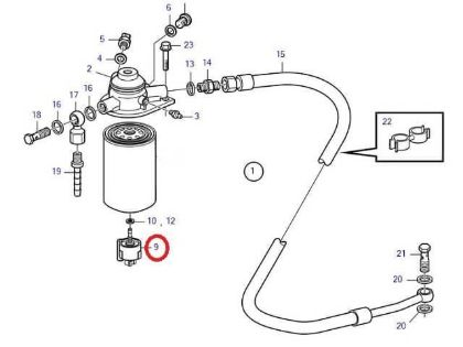 Volvo Penta fuel filter sensor, Part Number 23697614