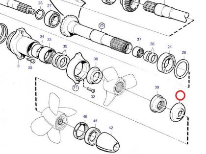Volvo Penta 280-DP, 290-DP, DP-A, DP-B, DP-C, DP-D, DP-E, DP-G thrust ring, Part Number 3858458
